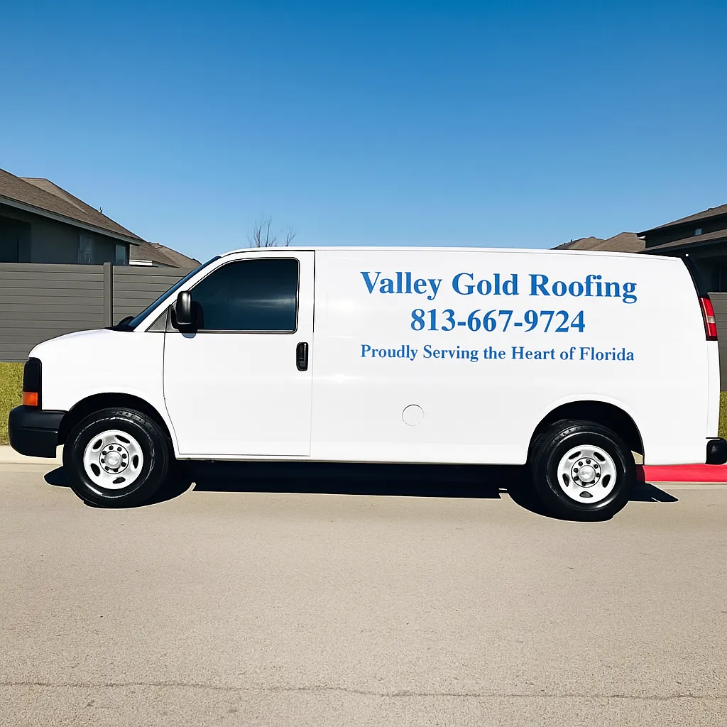 Valley Gold Roofing service vehicle ready for roofing services in Valrico